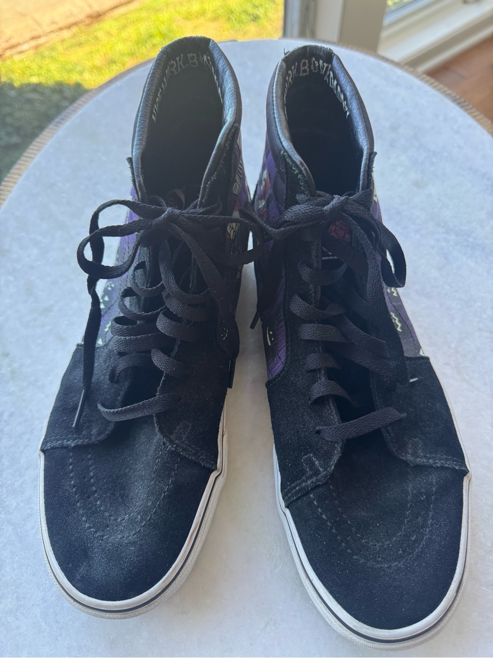 Vans Black and Purple High-Top Skate Sneakers